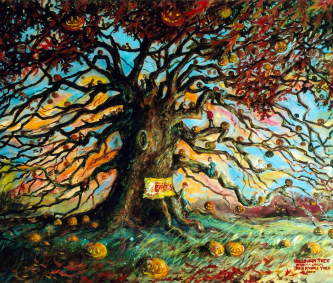 Halloween Tree Bradbury Circus, Oil on masonite, John Randall York